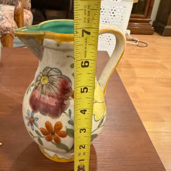 Vintage Gouda Holland Hand Painted Pitcher Vase with Floral Pattern - Picture 6 of 6